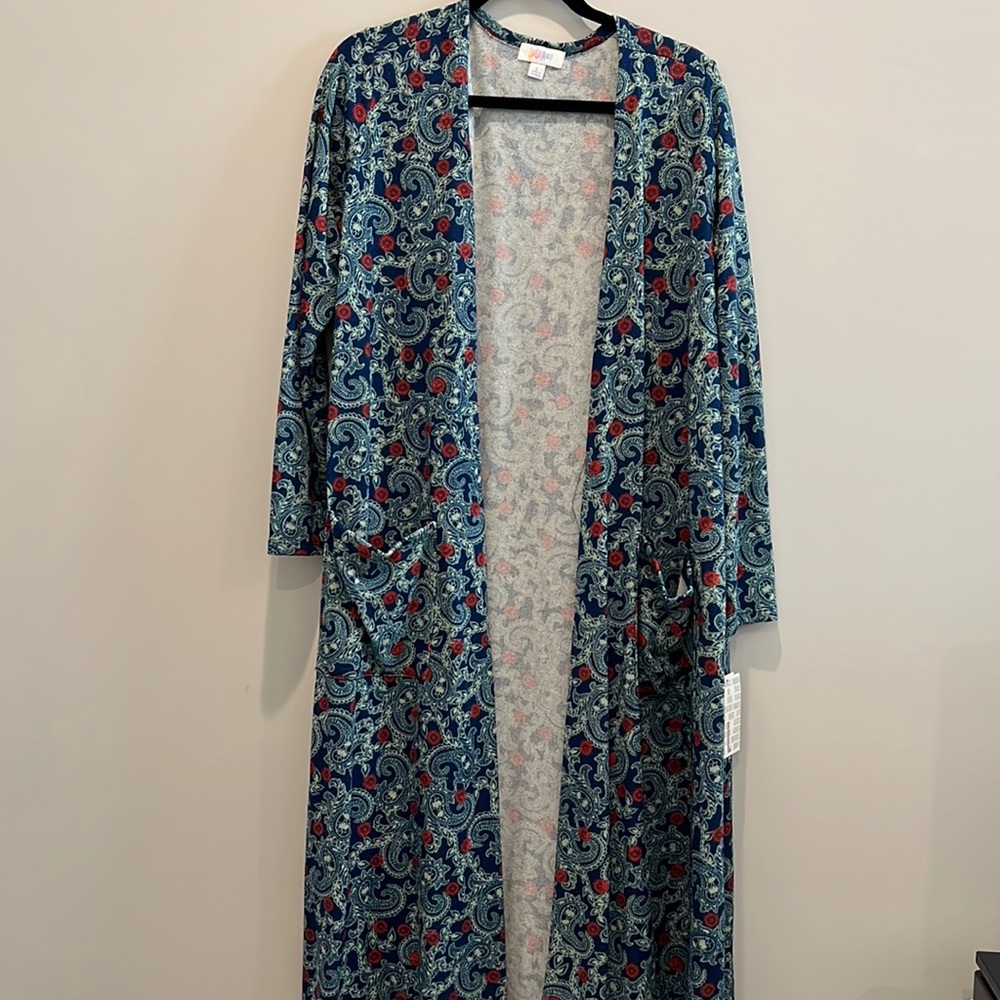 Lularoe Sarah duster cardigan floral paisley nwt large